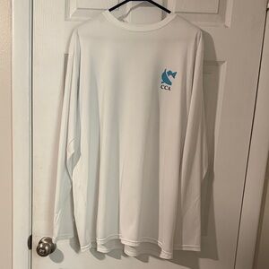 White Long Sleeve Shirt with Blue Accent
